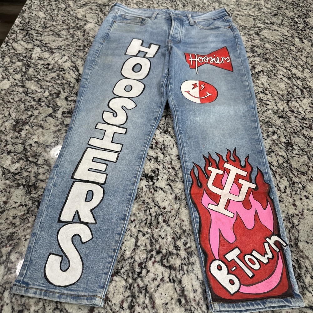 Custom-Made Indiana Hoosiers Old Navy Jeans IU‎ Football Size 10 30x28